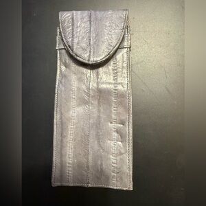 Eel Skin Gray Eye Glass Case